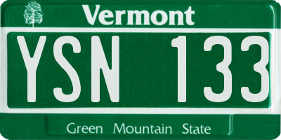 VT license plate YSN133