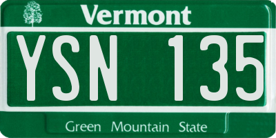 VT license plate YSN135