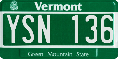 VT license plate YSN136