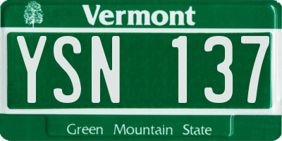 VT license plate YSN137