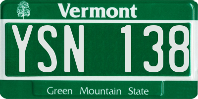 VT license plate YSN138