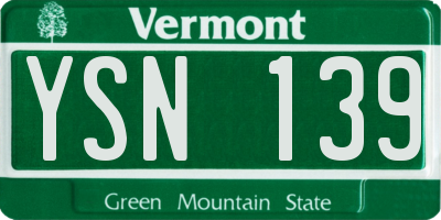 VT license plate YSN139