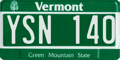 VT license plate YSN140