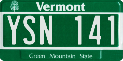 VT license plate YSN141