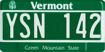 VT license plate YSN142