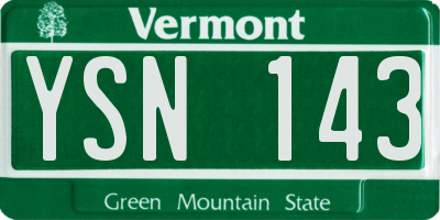 VT license plate YSN143