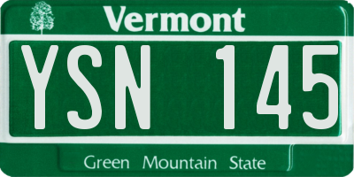 VT license plate YSN145