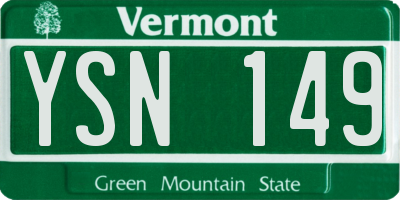 VT license plate YSN149