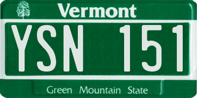 VT license plate YSN151