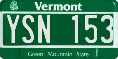 VT license plate YSN153