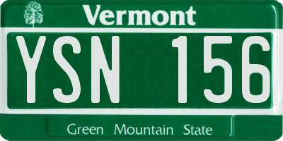 VT license plate YSN156