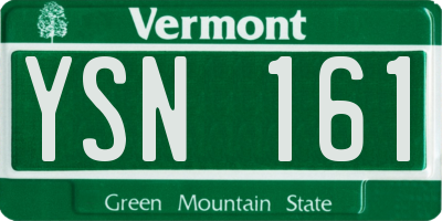 VT license plate YSN161