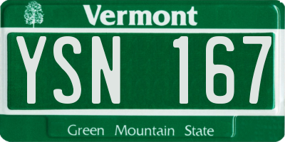VT license plate YSN167