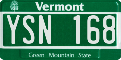 VT license plate YSN168