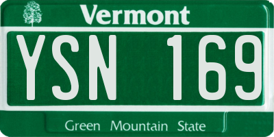 VT license plate YSN169