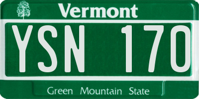 VT license plate YSN170