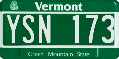 VT license plate YSN173