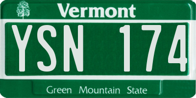 VT license plate YSN174