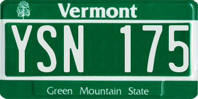 VT license plate YSN175