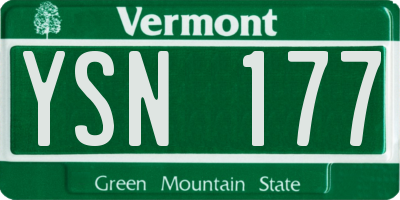 VT license plate YSN177