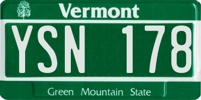 VT license plate YSN178