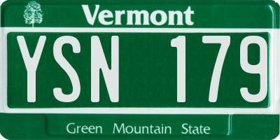 VT license plate YSN179