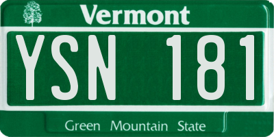 VT license plate YSN181
