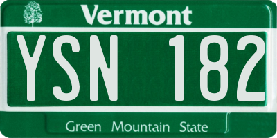 VT license plate YSN182