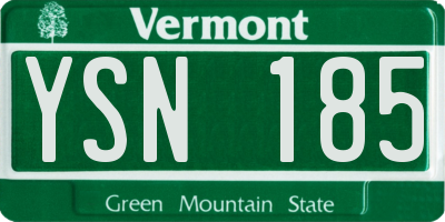 VT license plate YSN185