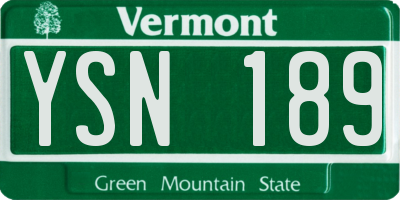 VT license plate YSN189