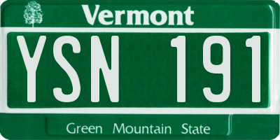 VT license plate YSN191