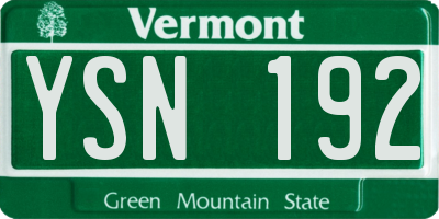 VT license plate YSN192