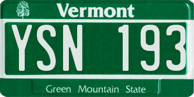 VT license plate YSN193