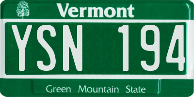 VT license plate YSN194