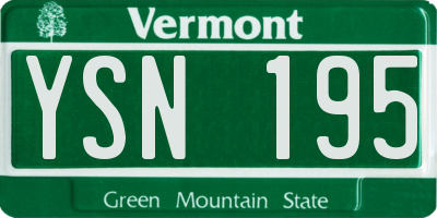VT license plate YSN195