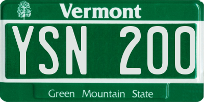 VT license plate YSN200