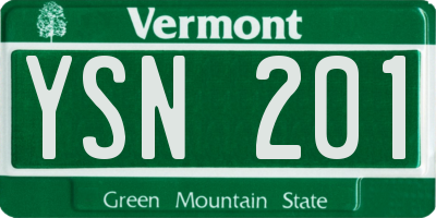 VT license plate YSN201