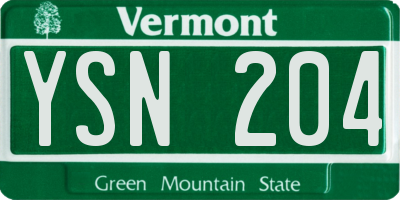 VT license plate YSN204