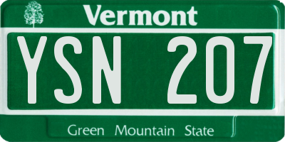 VT license plate YSN207