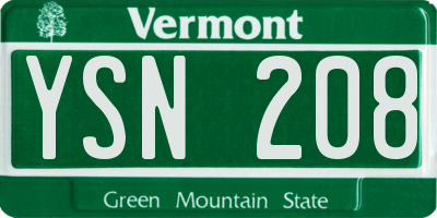 VT license plate YSN208