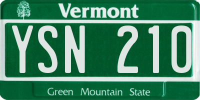 VT license plate YSN210