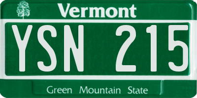 VT license plate YSN215