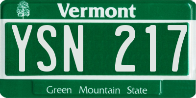 VT license plate YSN217