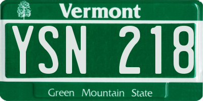 VT license plate YSN218