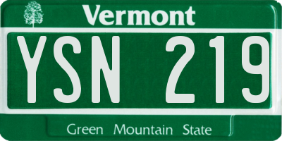 VT license plate YSN219