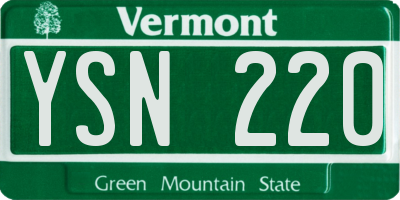 VT license plate YSN220