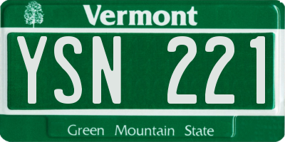 VT license plate YSN221