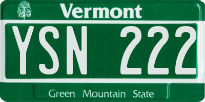 VT license plate YSN222