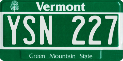 VT license plate YSN227