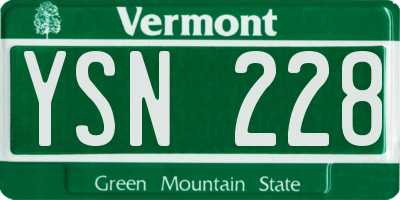 VT license plate YSN228